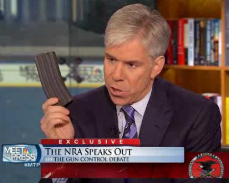 Gun fetishists jump the shark: “Gun laws are bad because David Gregory showed 30-bullet magazine illegally on Meet the Press”