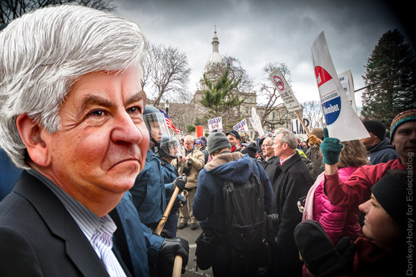 Rick Snyder lectures Washington lawmakers on how to “end the gridlock”. Wait, is he campaigning using government resources?