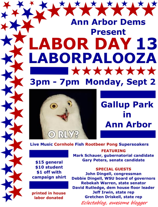Ann Arbor Labor Day “Laborpalooza” picnic to feature Mark Schauer, John Dingell, Gary Peters, and MORE!