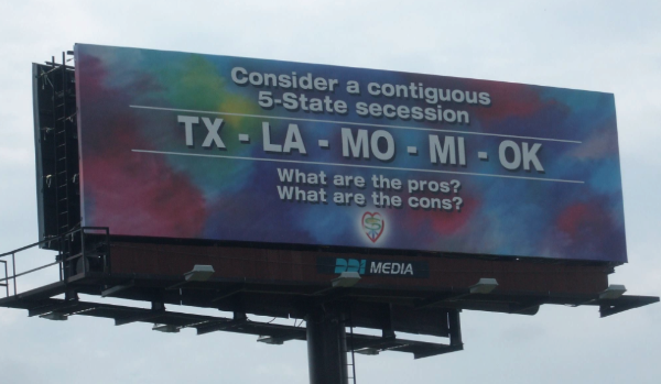 Billboard in Missouri suggests a “contiguous 5-state secession” that includes Michigan. No, seriously.