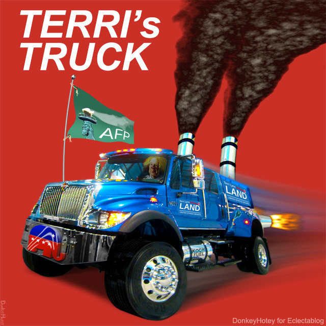 UPDATED: You know that gas-swilling behemoth of a campaign truck driven by Terri Lynn Land? She has TWO of them!