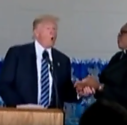 UPDATED: Trump rewrites history of his epic faceplant in Flint yesterday, blames pastor for setting him up