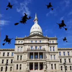 Michigan Witches Against Patriarchy rally at the Capitol to protest abusive language by Republicans – April 14, 2021